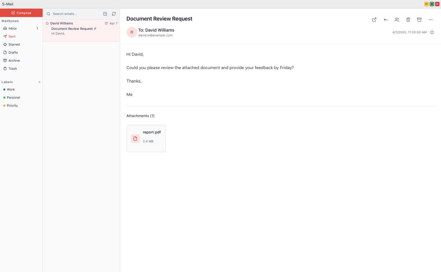 S-Mails Smart Features